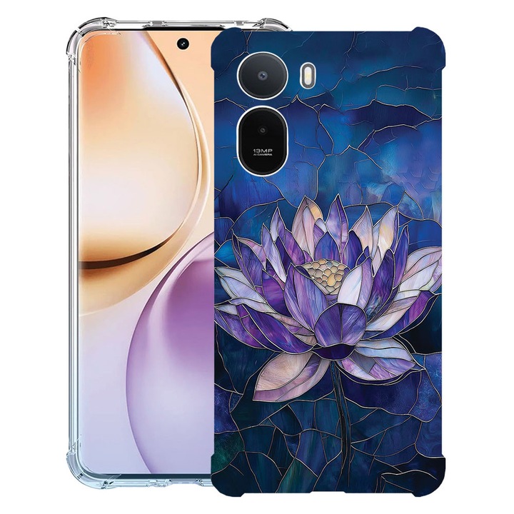 Intelli® Husa Anti Shock Compatibila cu Xiaomi Redmi A7 Pro, Floral - Stained Glass Lotus, Protectie Camera, Rezistenta la uzura, 3145728 AS 2071