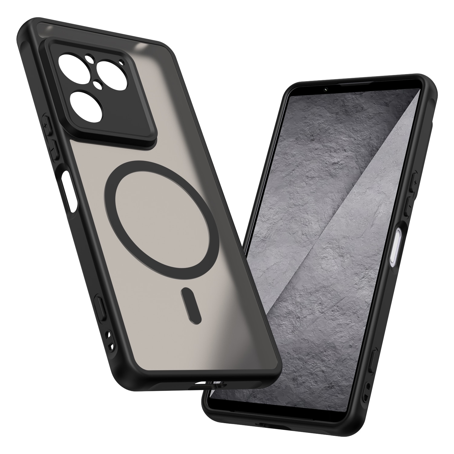 Husa pentru Sony Xperia 1 VIII Comari® Pulse, compatibila MagSafe, protectie anti-soc, bumpere ranforsate, finisaj mat antiamprenta, spate translucid, Negru