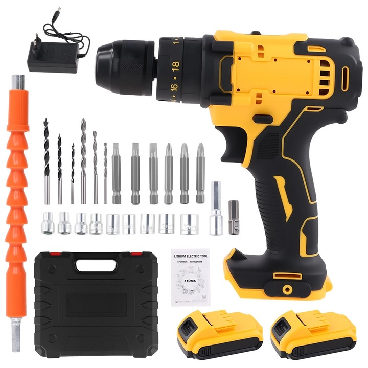 Bormasina cu acumulator, insurubare, T6032AEUBK, 21V, 1200 rotatii/min, motor cu perii, fara acumulator, pentru bricolaj acasa