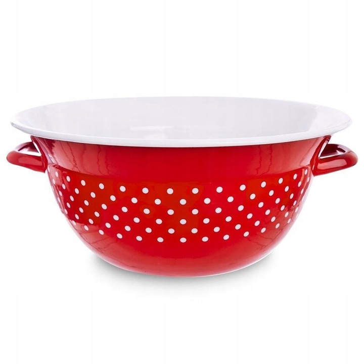 Bol emailat Vilde, rosu cu buline, retro, 2.5L