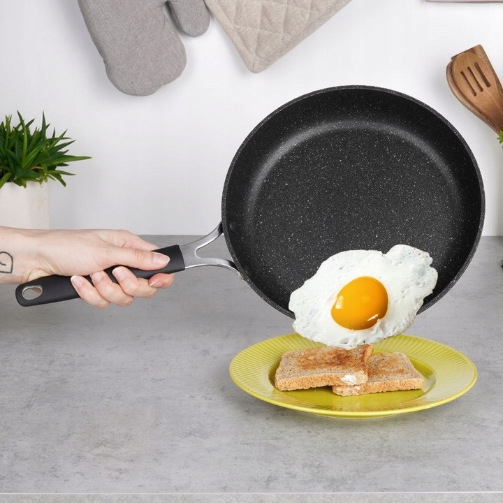 Vilde Granit serpenyő, tapadásmentes, indukciós főzőlapon is használható, fekete, 24 cm