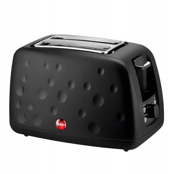 Eldom DOTTY TO245 kenyérpirító, 900W, 7 teljesítményfokozat, kiolvasztás és újramelegítés funkciók, fekete, 1 db