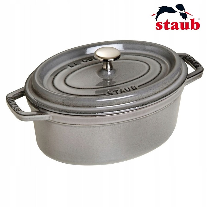 Staub ovális cocotte, zománcozott öntöttvas, 2.35L, grafit szürke, 23cm