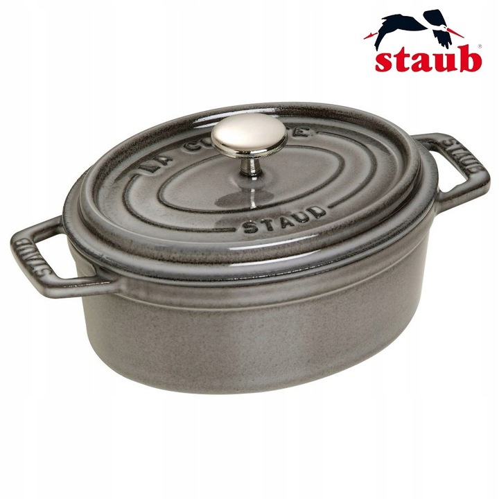Cocotte Staub La Cocotte, zománcozott öntöttvas, matt fekete belső csepegtető szerkezettel a szaftos főzéshez, indukciós és sütőkompatibilis, grafit, 3.11 l