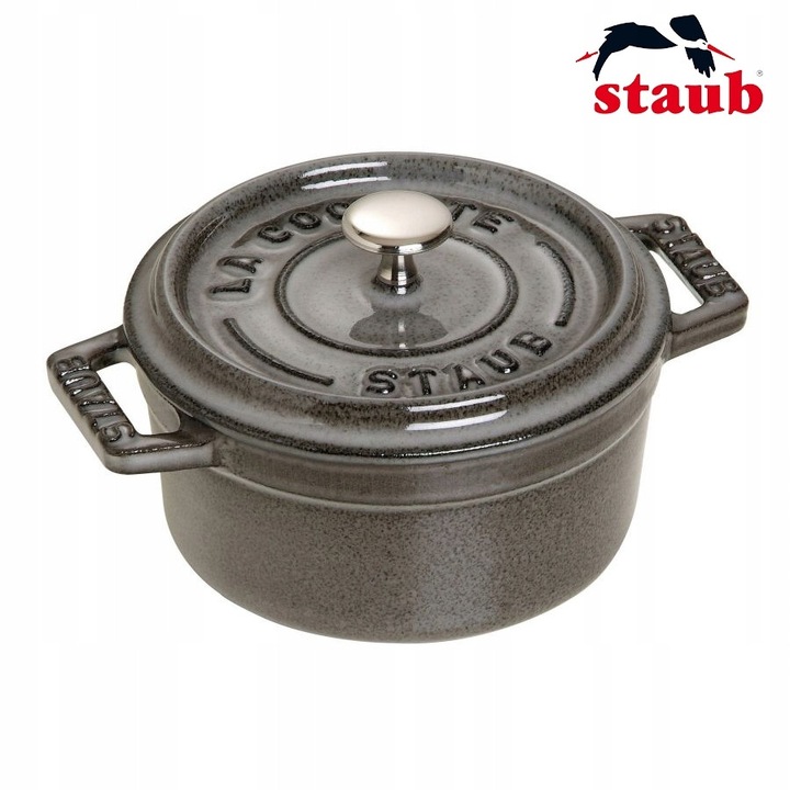 Mini Cocotte Staub, öntöttvas, kerek, 10 cm, 0.25 l, grafit szürke