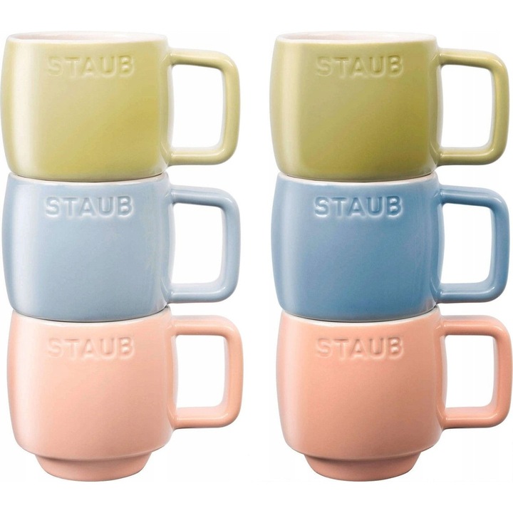 Staub Serving pasztell többszínű kerámia bögre készlet, 6 db, 100ml