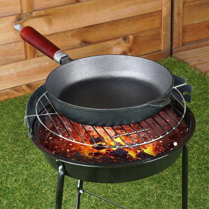 Vilde öntöttvas serpenyő, indukciós és gáz főzőlappal kompatibilis, kerek, fekete, 24 cm