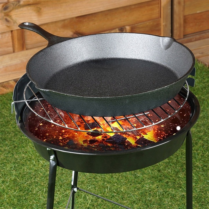 Vilde öntöttvas serpenyő, szilikon bevonatú nyéllel, indukciós és gáz főzőlaphoz, fekete, 30 cm