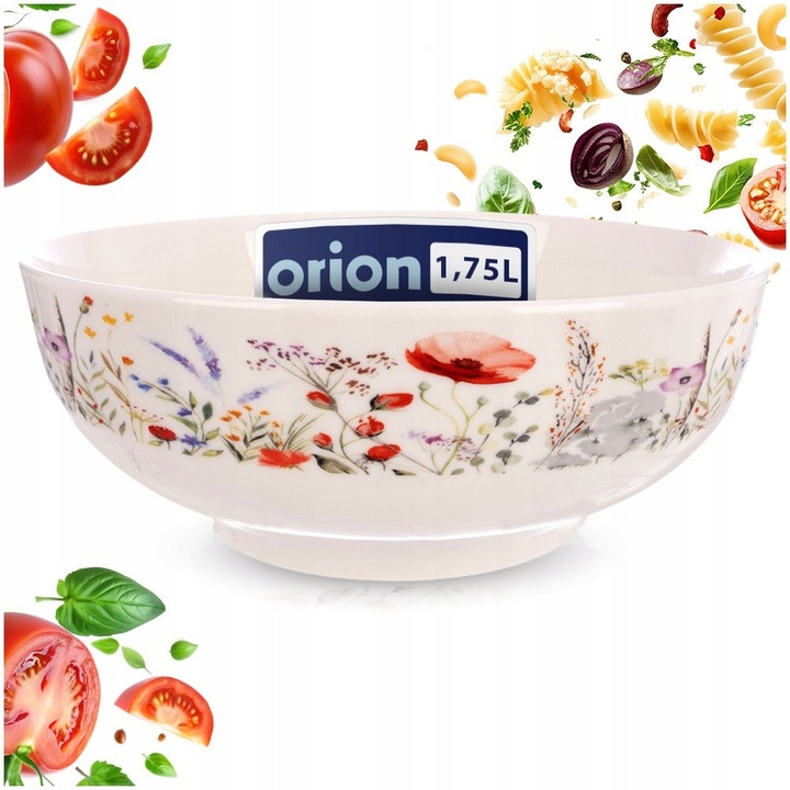Bol pentru salata Orion Maki portelan alb floral 20x20x8cm 1.6L