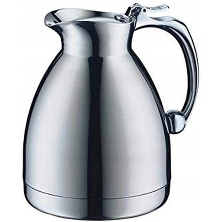 Termos Alfi Hotello, carafa termica cu dublu perete din otel inoxidabil, pastreaza temperatura 8 ore, rezistent la socuri si spargere, lavabil, argintiu polisat, 0,6 l