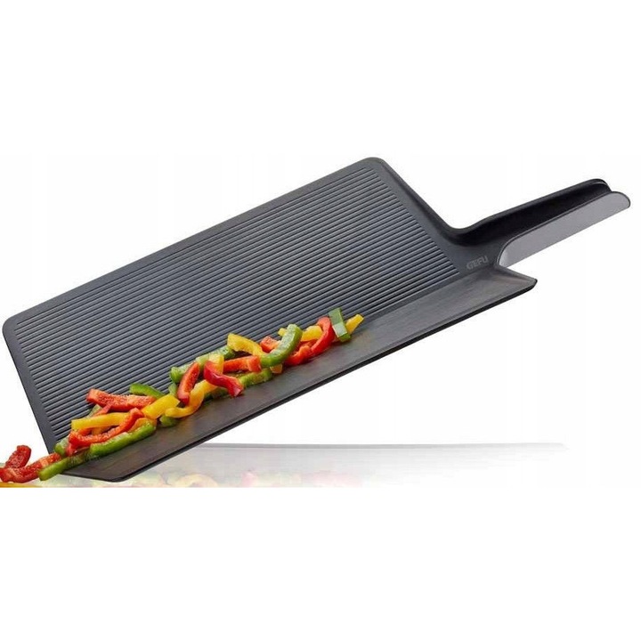 Tocator pliabil Gefu Lavos, antiderapant, ergonomic cu maner moale, din plastic durabil, gri, 47 x 26 x 2 cm