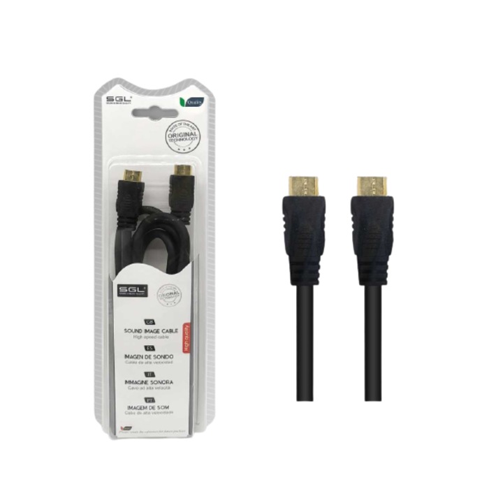 Cablu HDMI SGL 1592, HDTV, suport 3D/4K, de inalta viteza, Negru, 3m