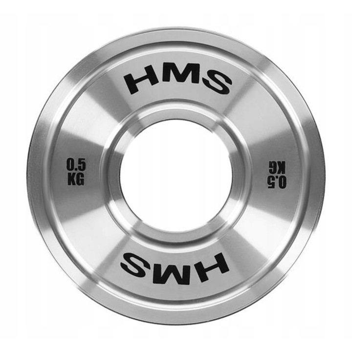 Disc olimpic HMS TOS05, otel cromat dur, calibrat ±10 g, argintiu, 0,5 kg