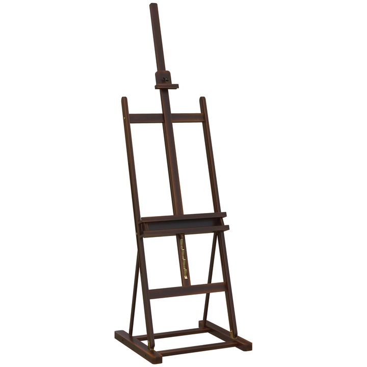 Állítható festőállvány tárolórekesszel, HOMCOM, bükkfa, 53 x 50,5 x 230 cm, Caffe