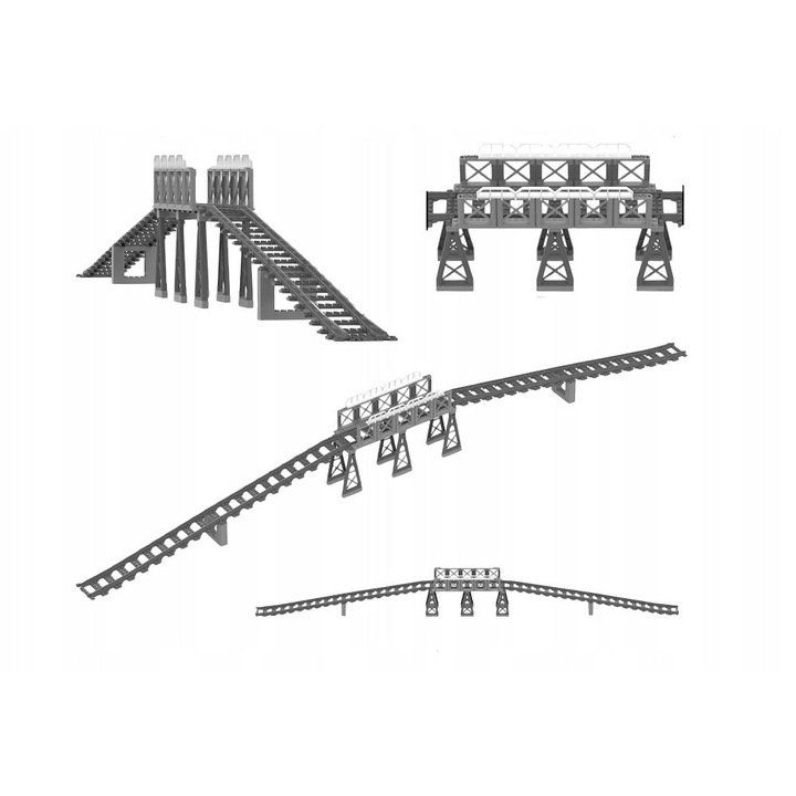 Sín Pan i Pani Gadzet vonathoz, Viadukt, LEGO City kompatibilis, könnyen összeszerelhető, Szürke, 1 db