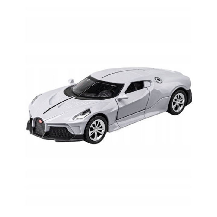Bugatti Pan i Pani Gadzet 1:36 modellautó, ezüst, 12,5x6x3,8cm, fénnyel és hanggal