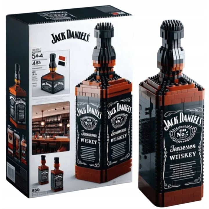 3D конструктор Pan i Pani Gadzet Jack Daniel's, 3D пъзел, колекционерска реплика на бутилка, за възрастни, кафяв/черен, 650 части