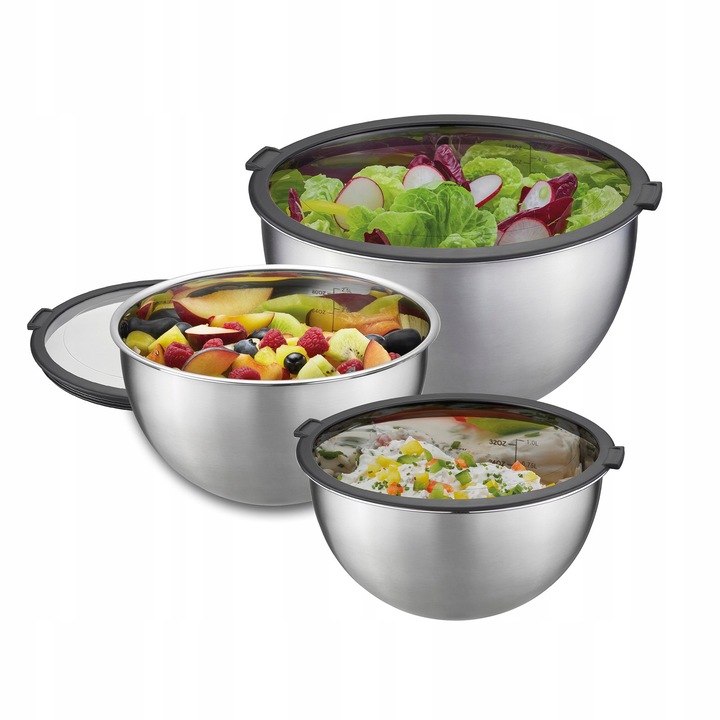 Set 3 boluri Gefu Mondi inox plastic 16x20x24cm
