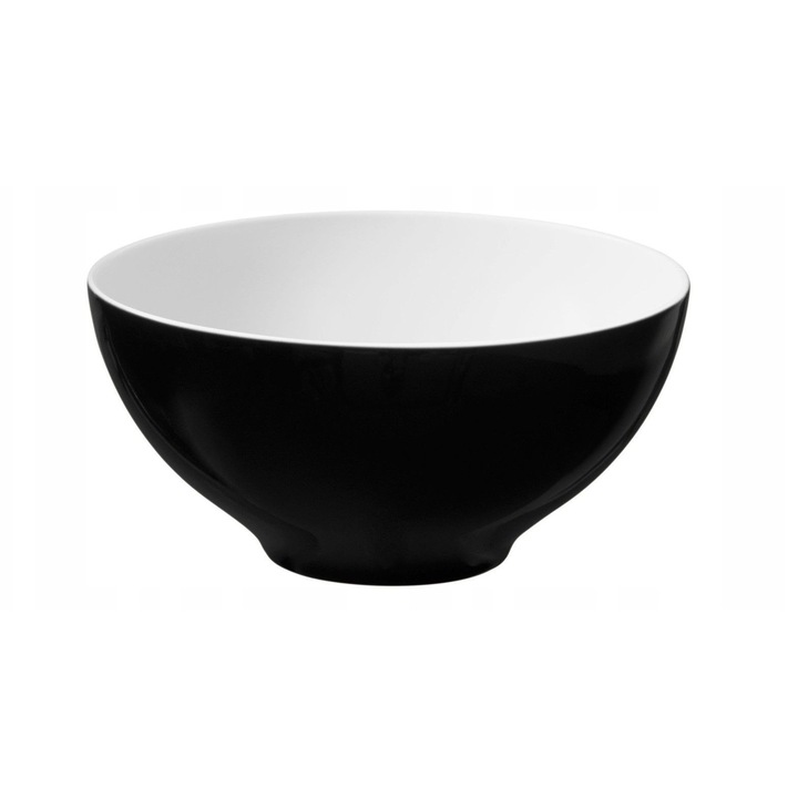 Bol/Castron Seltmann Weiden Life Fashion Glamorous Black, portelan dur, rezistent la zgarieturi, compatibil cu cuptor, microunde si masina de spalat, negru exterior/alb interior, 15,5 cm