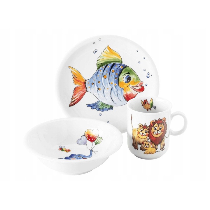 Set portelan copii Seltmann Colorful Wildlife multicolor 19x16cm 250ml