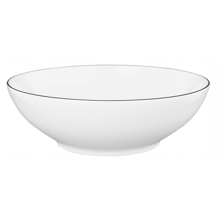 Bol pentru salata Seltmann Weiden Lido Black Line, portelan, alb cu margine neagra, 20cm