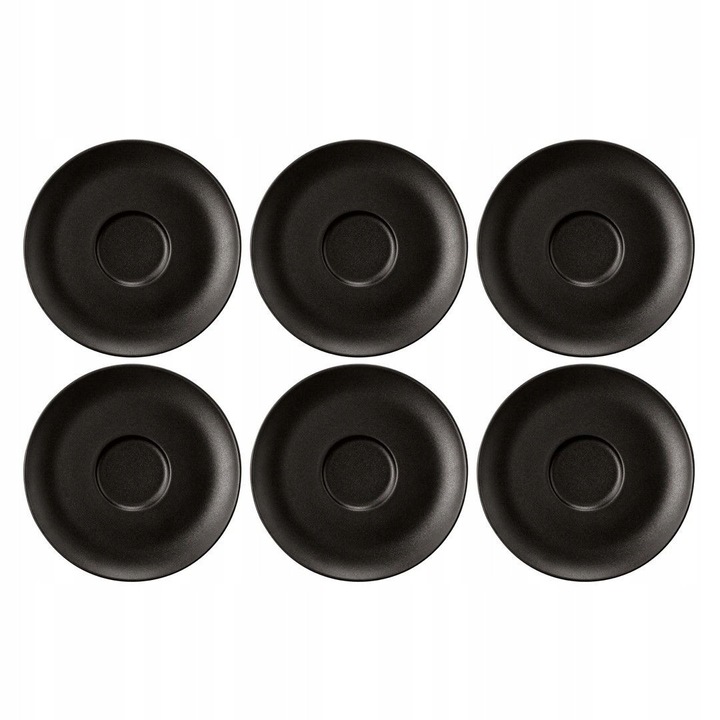 6 darabos készlet, Seltmann Weiden Liberty Velvet Black csészealjak, prémium porcelánból, mosogatógépben és mikrohullámú sütőben használható, fekete, 6 x 16.5 cm