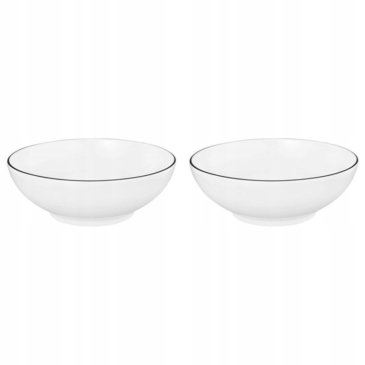 Set 2 bucati, boluri Seltmann Weiden Lido Black Line, portelan premium rezistent la zgarieturi, compatibile cu cuptor si microunde, alb cu linie neagra