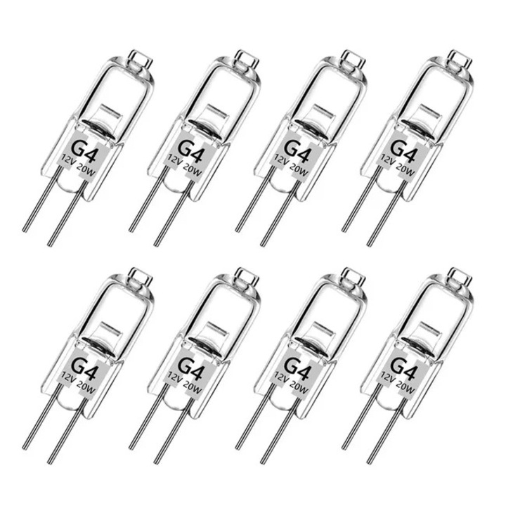 Халогенни крушки G4, 12V 20W, топло бяло 2800K, 240 lm, димируеми, капсула от прозрачно стъкло, 8 броя