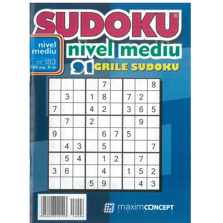 Sudoku nivel mediu 183, nivel mediu - Maxim Concept