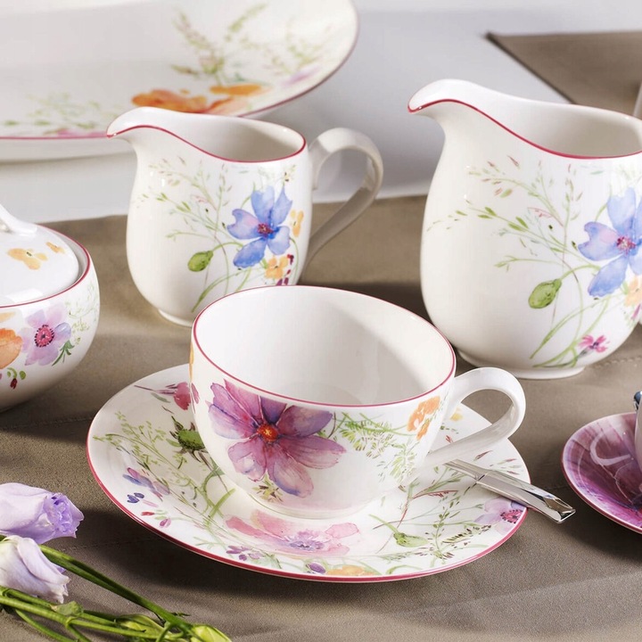 Villeroy&Boch Mariefleur Basic kávéscsésze alátét, prémium porcelán, akvarell virágmintával, fehér/rózsaszín, 16 cm, 1 db