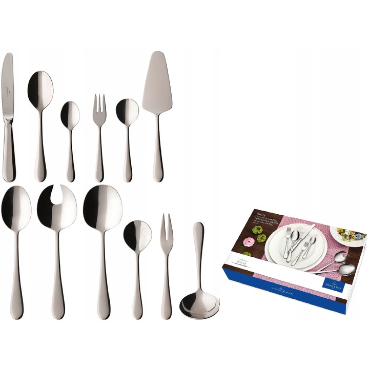 Oscar Villeroy & Boch evőeszközkészlet, 68 darabos, rozsdamentes acél, ezüst, 12 személyes