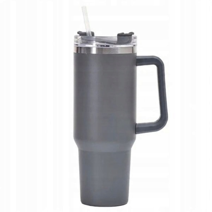 Cana termos Pan i Pani Gadzet, mare, gri, inox, cu pai si maner