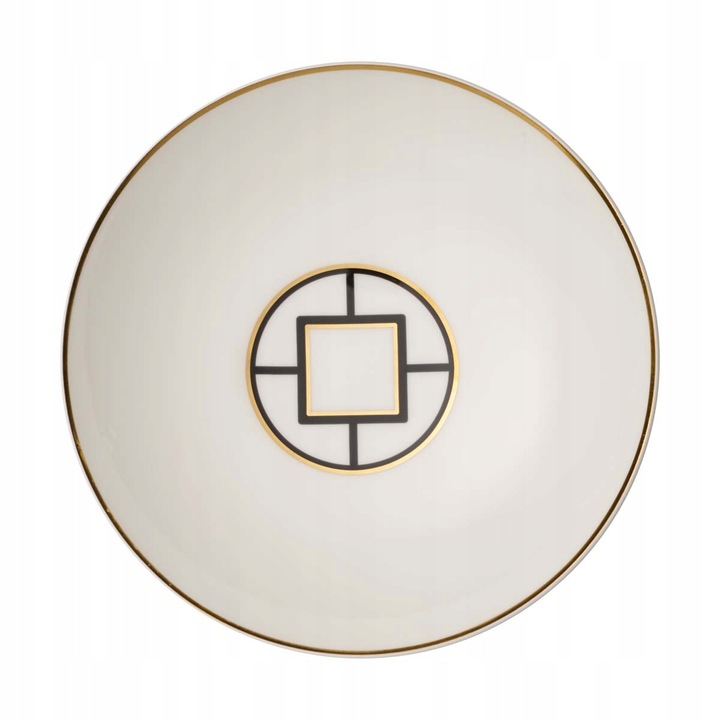 Villeroy & Boch MetroChic mélytányér fekete-fehér arany 22x22x5cm porcelán