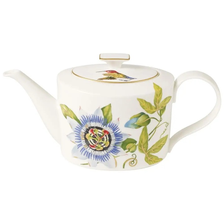 Ceainic Villeroy Boch Amazonia, portelan premium, alb auriu, 1.2l