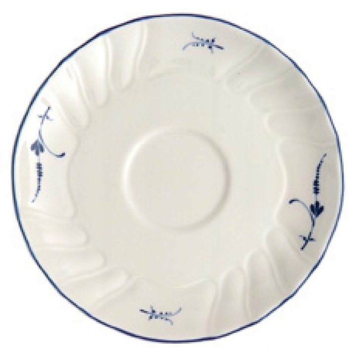 Villeroy & Boch Old Luxembourg prémium porcelán eszpresszó csészealj, 12 cm átmérőjű, fehér/tengerészkék, 1 db