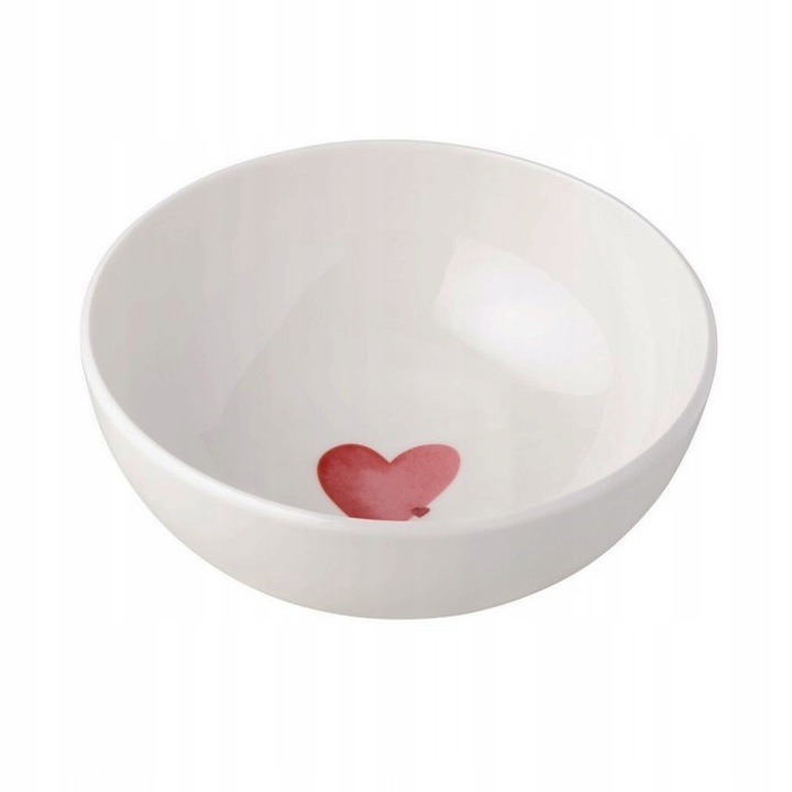 Купа за мюсли Villeroy & Boch Sending Love, първокласен порцелан, с декор във формата на сърце, съвместима с микровълнова печка и съдомиялна машина, бяла, 590 мл