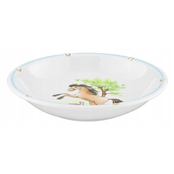 Seltmann Weiden My Pony Compact mélytányér, kemény porcelán, mosogatógépben és sütőben használható, fehér póni mintával, 20 cm