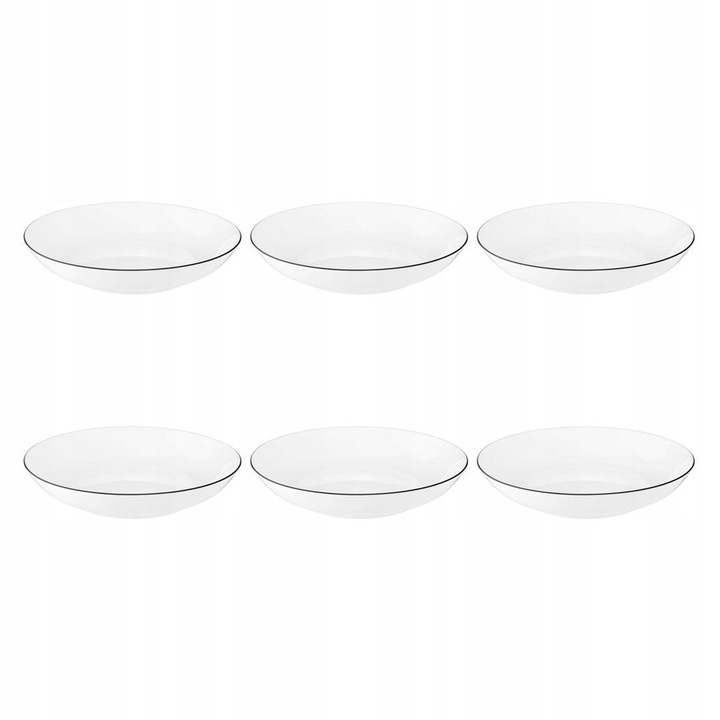 Seltmann Weiden Lido Black Line 6 db mélytányér leveshez, porcelán, mosogatógépben mosható, sütőben és mikrohullámú sütőben használható, fehér fekete szegéllyel, 21 cm