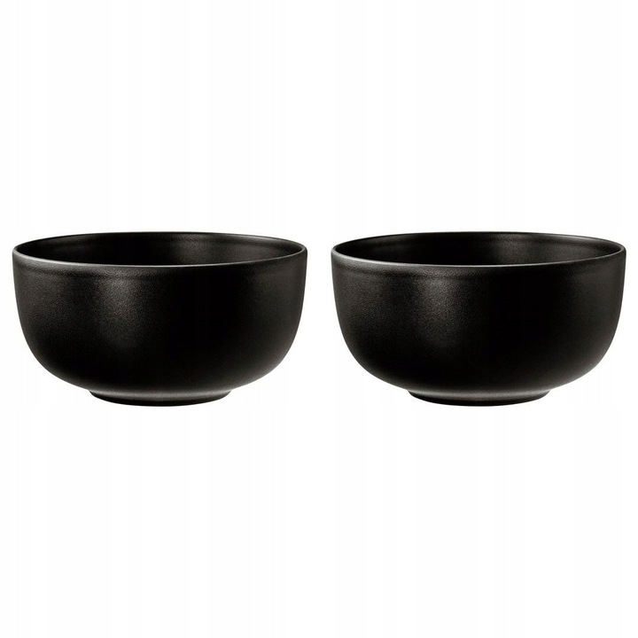 Set 2 boluri portelan Seltmann Liberty Velvet Black, rotunde, negre mate, 17.5cm