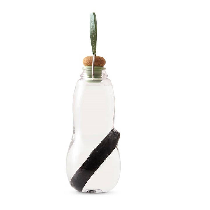 Бутилка за вода Black Blum Eau Good с филтър от въглен, бяла, 800мл, маслинено зелена, 8.5x24см