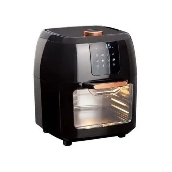 Фритюрник без мазнина Berlinger Haus BH-9415, 12L, черно-розово злато, 1800W, LED екран, мултифункционален комплект