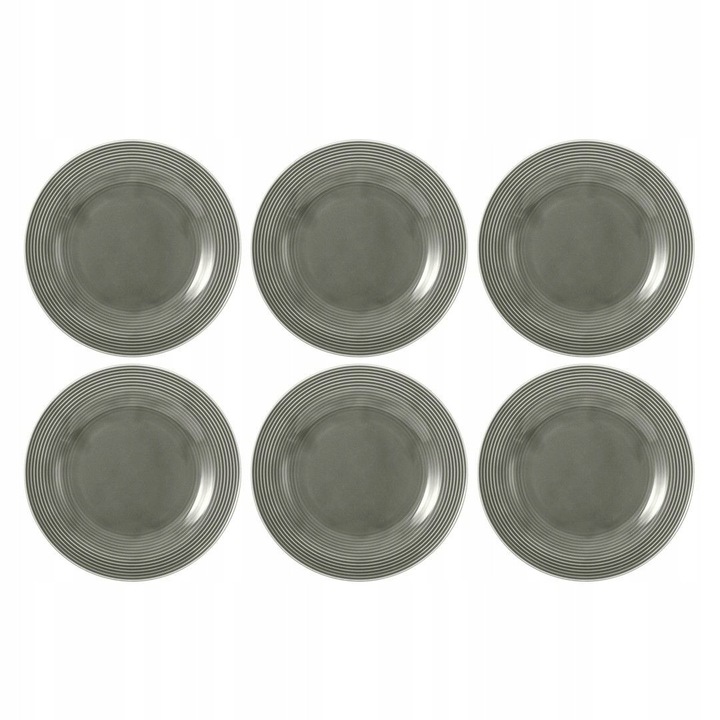 6 darabos készlet, Seltmann Weiden Beat Color Glaze salátástányérok, porcelánból, dombornyomott textúrával, mosogatógépben, mikrohullámú sütőben és sütőben használható, szürke, 6 x 23 cm