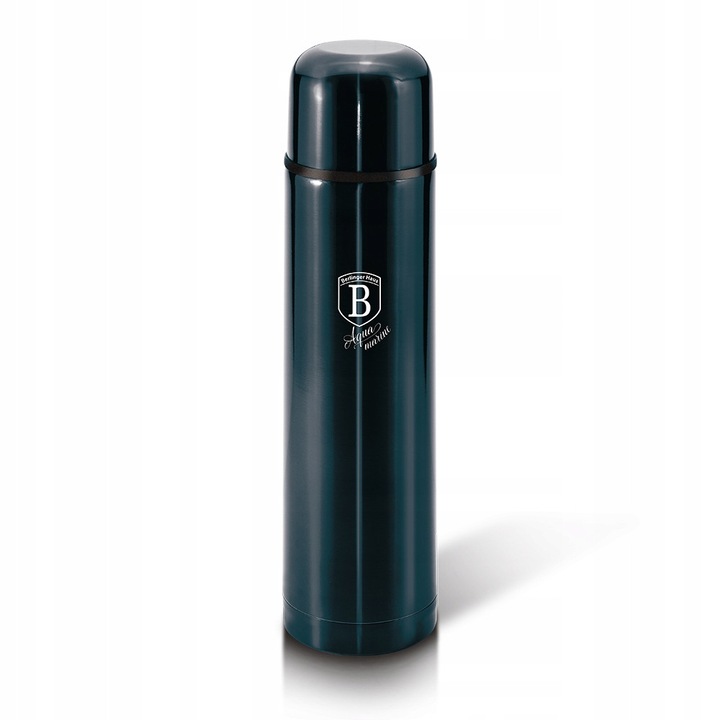 Termos / sticla termica Berlinger Haus Aquamarine Premium 7833, din otel inoxidabil, capac utilizabil ca pahar, deschidere click-clack, bleumarin, 500ml