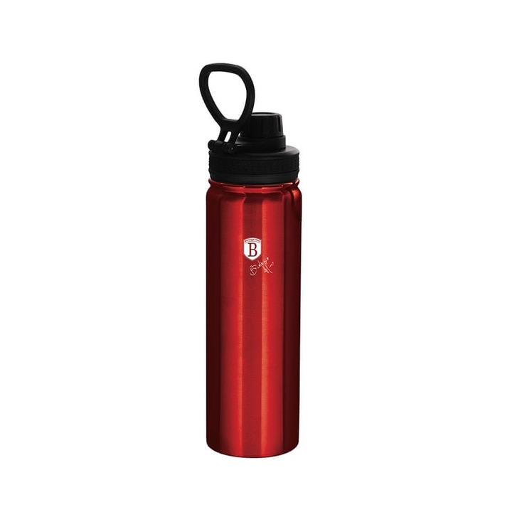 Termos sticla termica Berlinger Haus, otel inoxidabil, izolatie cu pereti dubli si camera vida, capac etans cu carabiniera, burgund, 720ml