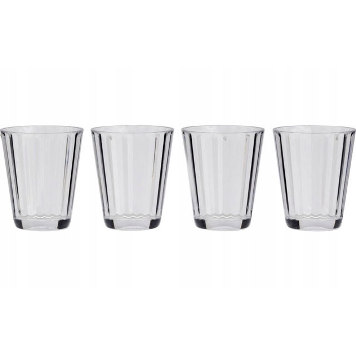 4 darabos készlet, Flamefield Crystaline FSP2125 alacsony poharak, polikarbonátból, kristálymintával, törésálló, mosogatógépben mosható (felső rekesz), átlátszó, 4 x 250 ml