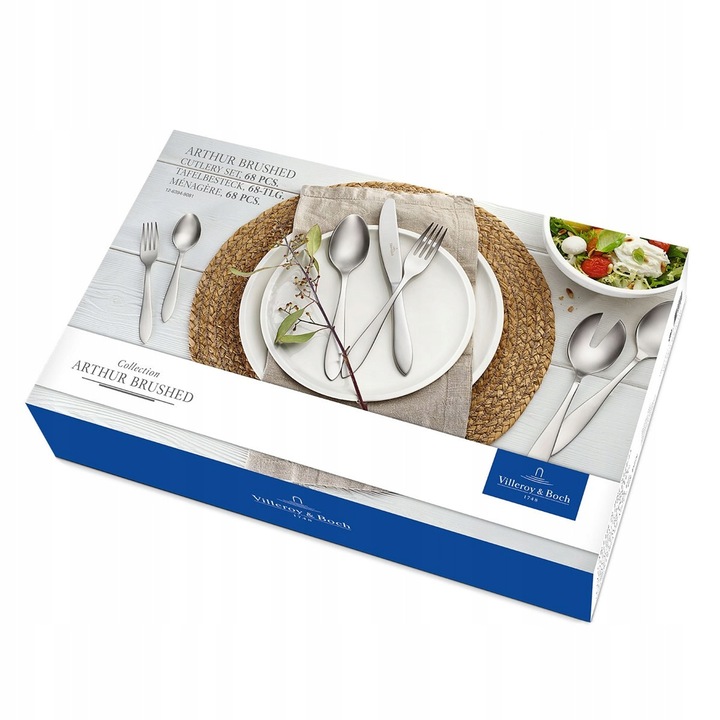 Villeroy & Boch Arthur evőeszközkészlet, 68 részes, szatén rozsdamentes acél, 44x29x9cm