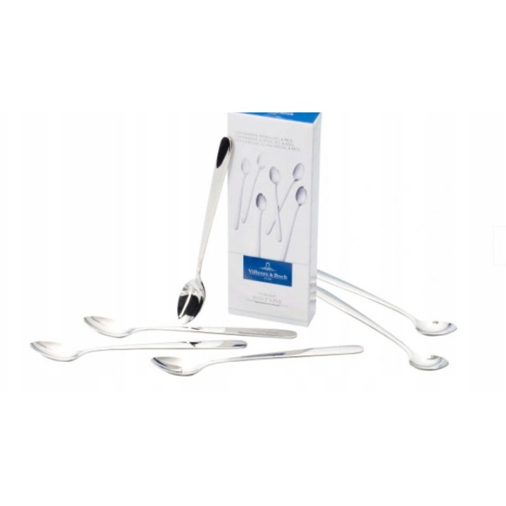 6 darabos készlet, Villeroy & Boch Daily Line hosszúitalos kanalak, rozsdamentes acélból, mosogatógépben mosható, ezüst, 20 cm