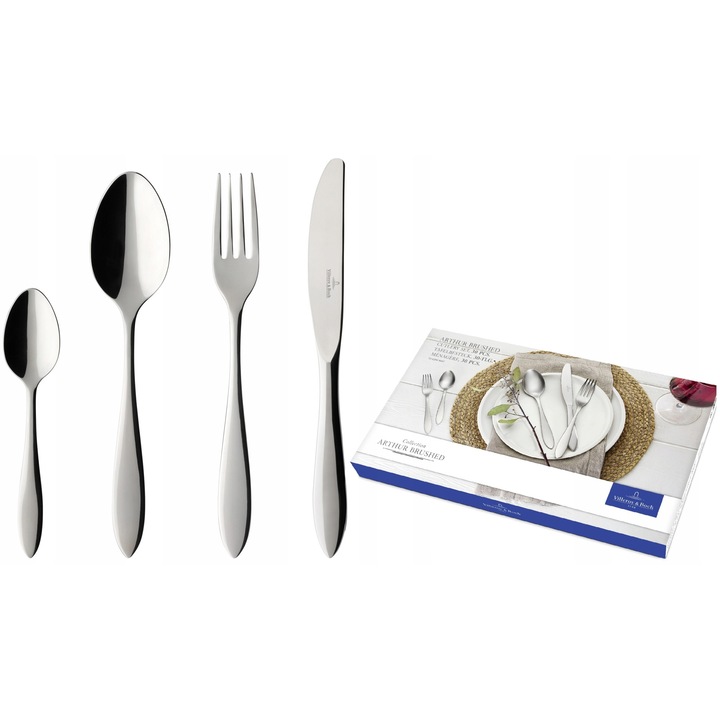 Villeroy & Boch Arthur evőeszközkészlet, 30 darab, szálcsiszolt rozsdamentes acél, 44x28x5cm