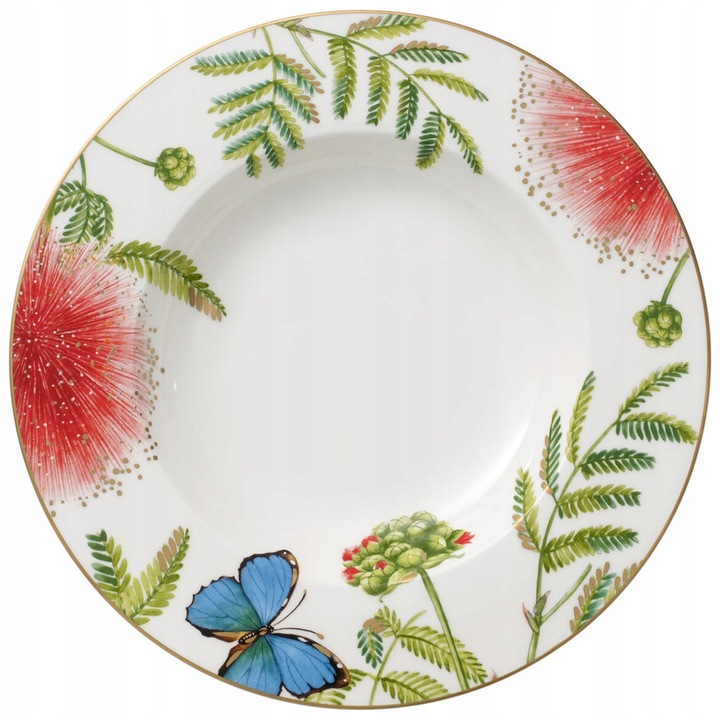 Villeroy & Boch Amazonia Anmut mélytányér, porcelán, egzotikus virágos sokszínű dekoráció, fehér/sokszínű, 24 cm