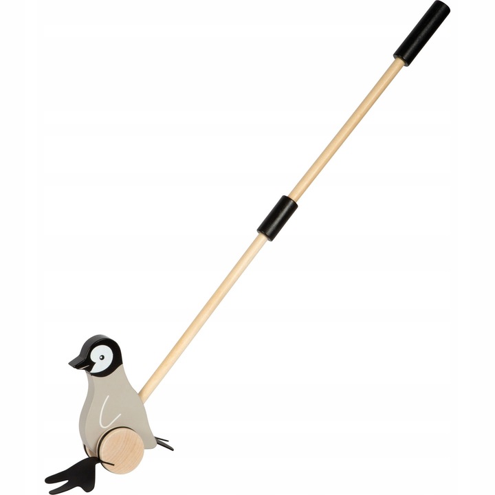 Jucarie de impins Small Foot pingvin lemn 13x6x37-64cm